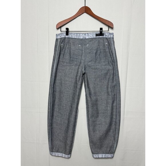 ZARA WOMENS COLLECTION TAPERED COATED MID-RISE Wide Barrel Leg Jeans Size 12 - Picture 12 of 15